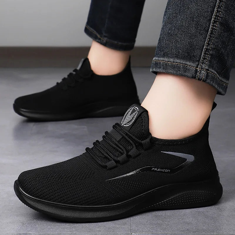 Unisex Large Size Comfortable Casual Shoes Soft Bottom Breathable Mesh Sports Shoes Lightweight Slip-On round Toe Flat Heel