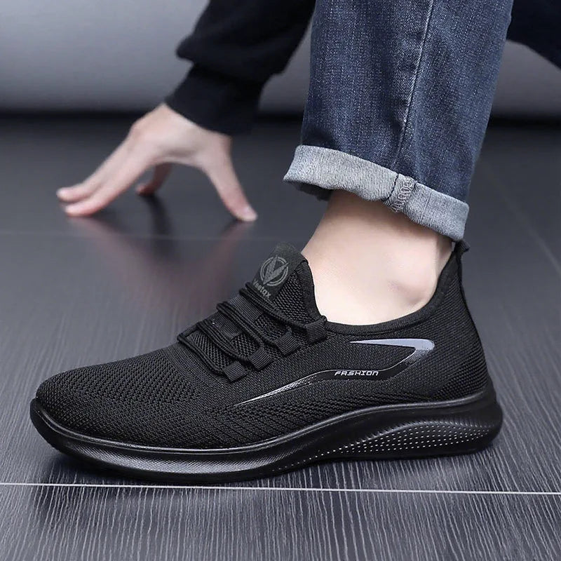 Unisex Large Size Comfortable Casual Shoes Soft Bottom Breathable Mesh Sports Shoes Lightweight Slip-On round Toe Flat Heel