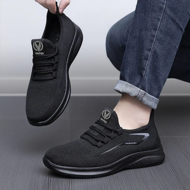 Unisex Large Size Comfortable Casual Shoes Soft Bottom Breathable Mesh Sports Shoes Lightweight Slip-On round Toe Flat Heel