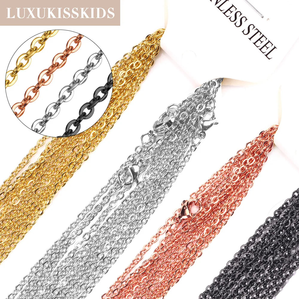 LUXUKISSKIDS 10pcs/lot 1/2mm Basic Batch Chain Rose Gold Color