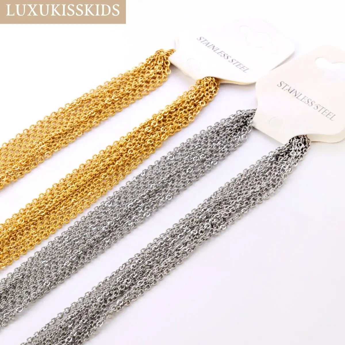 LUXUKISSKIDS 10pcs/lot 1/2mm Basic Batch Chain Rose Gold Color