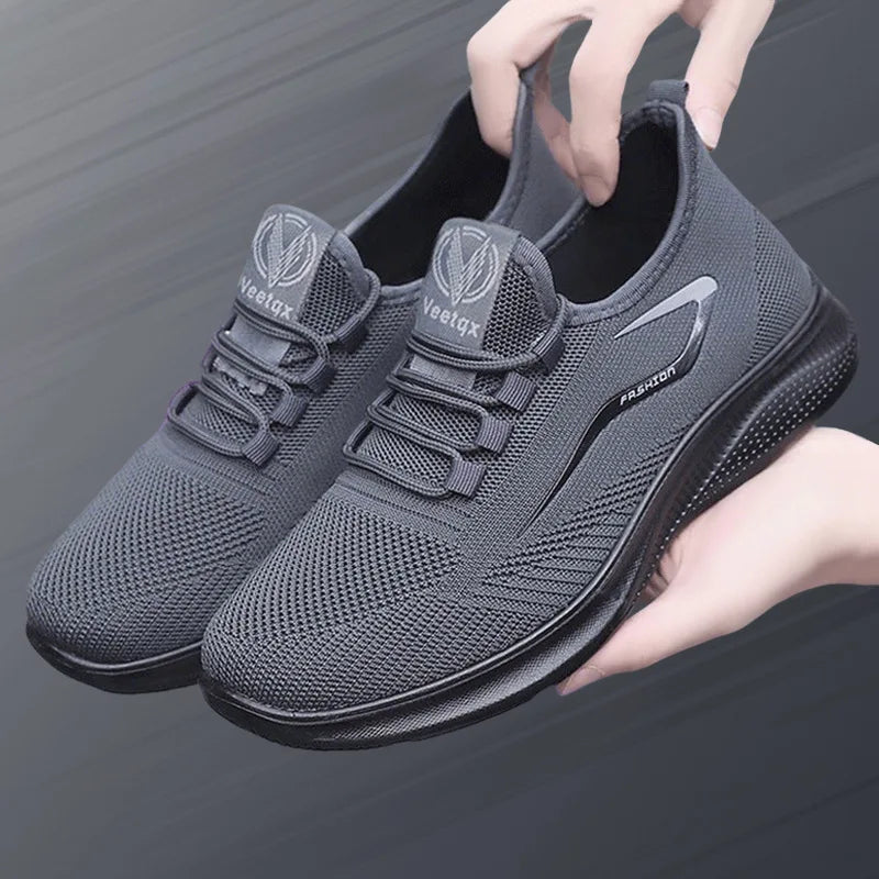 Unisex Large Size Comfortable Casual Shoes Soft Bottom Breathable Mesh Sports Shoes Lightweight Slip-On round Toe Flat Heel